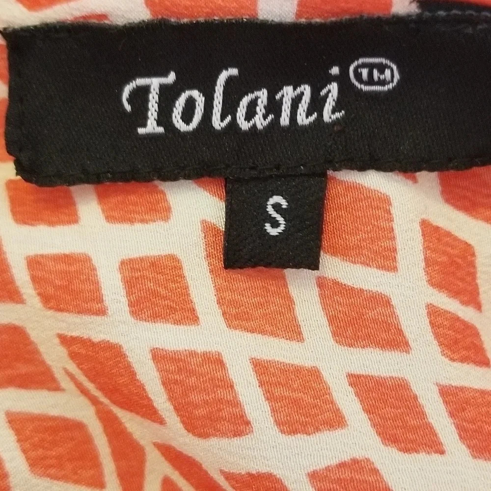 Tolani Boho Orange Mosaic Print Silk Top S - Picture 5 of 7
